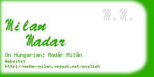 milan madar business card